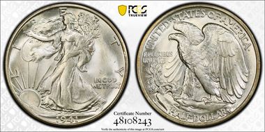 1941-S 50C Missing Wing Feathers, FS-901 MS66