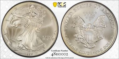 1999 $1 Silver Eagle MS69