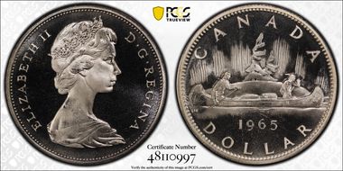 1965 S$1 Type 2 Sm Beads, Bl 5 Ag PL67CAM