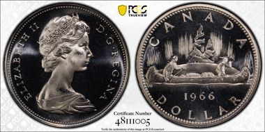 1966 S$1 Large Beads Ag PL67CAM