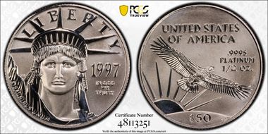 1997 $50 Statue of Liberty MS70