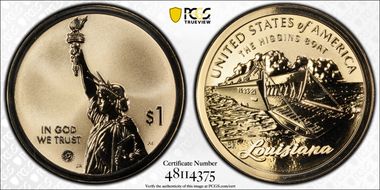 2023-S $1 American Innovation LA Rev PR The Higgins Boat First Strike PR69