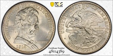 1918 50C Lincoln-Illinois MS64