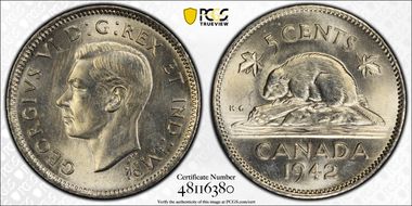1942 5C Nickel MS66