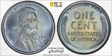 1943-S 1C MS67