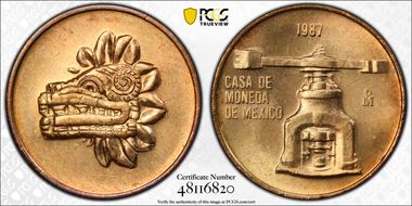 1987-Mo Token Mexican Mint Ae Type 1 MS65RD