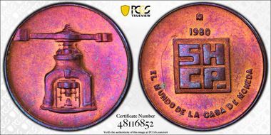 1980-Mo Token 445th Ann. Mexico Mint Ae Type 5 MS64RB