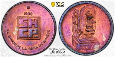 1980-Mo Token 445th Ann. Mexico Mint Ae Type 3 MS64RB