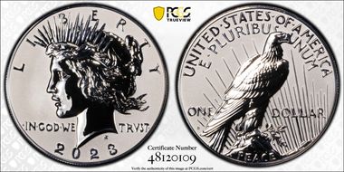2023-S $1 Peace Dollar Rev PR Two-Coin Reverse Proof Set First Strike PR70
