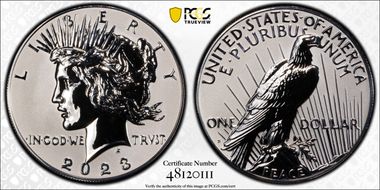 2023-S $1 Peace Dollar Rev PR Two-Coin Reverse Proof Set First Strike PR70