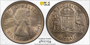 1958(m) Florin KM-60  Ag MS63