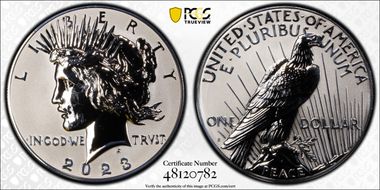 2023-S $1 Peace Dollar Rev PR Two-Coin Reverse Proof Set First Strike PR69