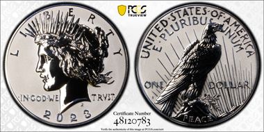 2023-S $1 Peace Dollar Rev PR Two-Coin Reverse Proof Set First Strike PR70