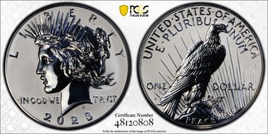 2023-S $1 Peace Dollar Rev PR Two-Coin Reverse Proof Set PR70