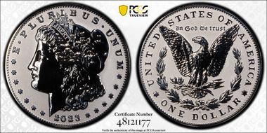 2023-S $1 Morgan Dollar Rev PR  Two-Coin Reverse Proof Set First Strike PR69
