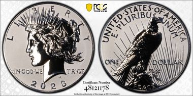 2023-S $1 Peace Dollar Rev PR Two-Coin Reverse Proof Set First Strike PR69