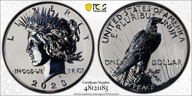 2023-S $1 Peace Dollar Rev PR Two-Coin Reverse Proof Set First Strike PR70