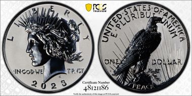 2023-S $1 Peace Dollar Rev PR Two-Coin Reverse Proof Set First Strike PR70