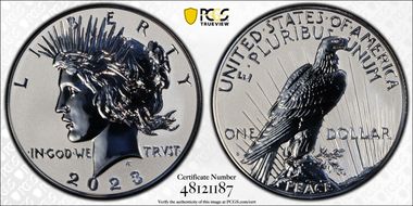 2023-S $1 Peace Dollar Rev PR Two-Coin Reverse Proof Set First Strike PR70