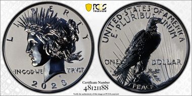 2023-S $1 Peace Dollar Rev PR Two-Coin Reverse Proof Set First Strike PR70