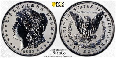 2023-S $1 Morgan Dollar Rev PR  Two-Coin Reverse Proof Set First Strike PR70