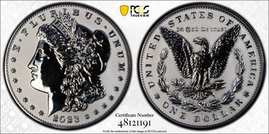 2023-S $1 Morgan Dollar Rev PR  Two-Coin Reverse Proof Set First Strike PR69