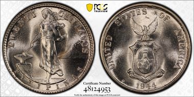 1944-D 20C KM-182  Ag MS66