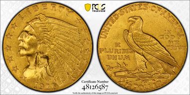 1911-D $2.50 MS63