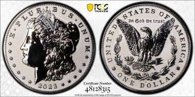 2023-S $1 Morgan Dollar Rev PR Two-Coin Reverse Proof Set PR70