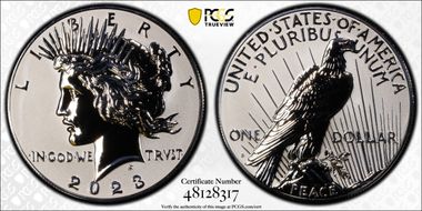 2023-S $1 Peace Dollar Rev PR Two-Coin Reverse Proof Set PR69