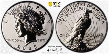 2023-S $1 Peace Dollar Rev PR Two-Coin Reverse Proof Set PR70