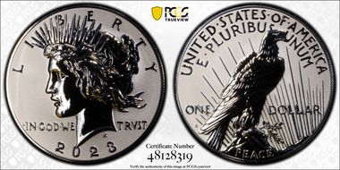 2023-S $1 Peace Dollar Rev PR Two-Coin Reverse Proof Set PR69