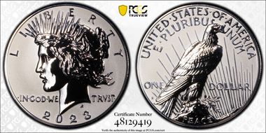 2023-S $1 Peace Dollar Rev PR Two-Coin Reverse Proof Set PR70