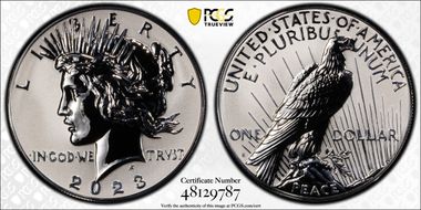 2023-S $1 Peace Dollar Rev PR Two-Coin Reverse Proof Set First Strike PR70