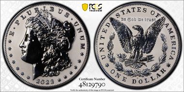 2023-S $1 Morgan Dollar Rev PR  Two-Coin Reverse Proof Set First Strike PR69