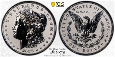 2023-S $1 Morgan Dollar Rev PR  Two-Coin Reverse Proof Set First Strike PR69