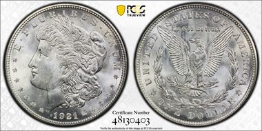 1921-D $1 MS66
