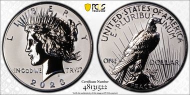 2023-S $1 Peace Dollar Rev PR Two-Coin Reverse Proof Set PR70
