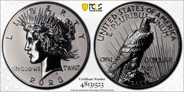2023-S $1 Peace Dollar Rev PR Two-Coin Reverse Proof Set PR69