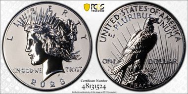 2023-S $1 Peace Dollar Rev PR Two-Coin Reverse Proof Set PR69