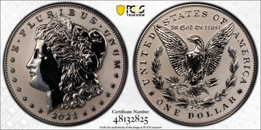 2023-S $1 Morgan Dollar Rev PR  Two-Coin Reverse Proof Set First Strike PR69