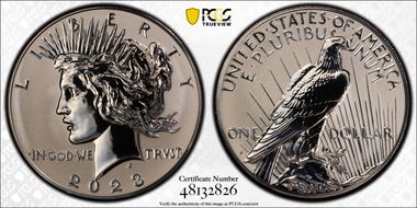 2023-S $1 Peace Dollar Rev PR Two-Coin Reverse Proof Set First Strike PR70