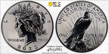 2023-S $1 Peace Dollar Rev PR Two-Coin Reverse Proof Set PR70
