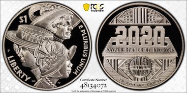 2020-P $1 Women’s Suffrage Centennial PR69DCAM