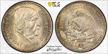1947-Mo Peso KM-456  Ag MS66