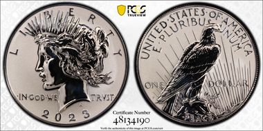 2023-S $1 Peace Dollar Rev PR Two-Coin Reverse Proof Set PR70