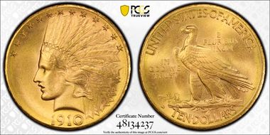 1910-D $10 MS67