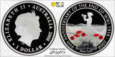2008-P $1 End of WWI PR70DCAM