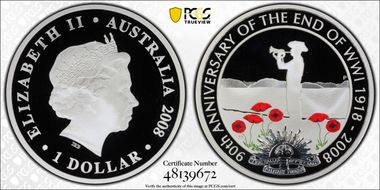 2008-P $1 End of WWI PR70DCAM