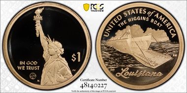 2023-S $1 American Innovation LA  The Higgins Boat First Strike PR70DCAM